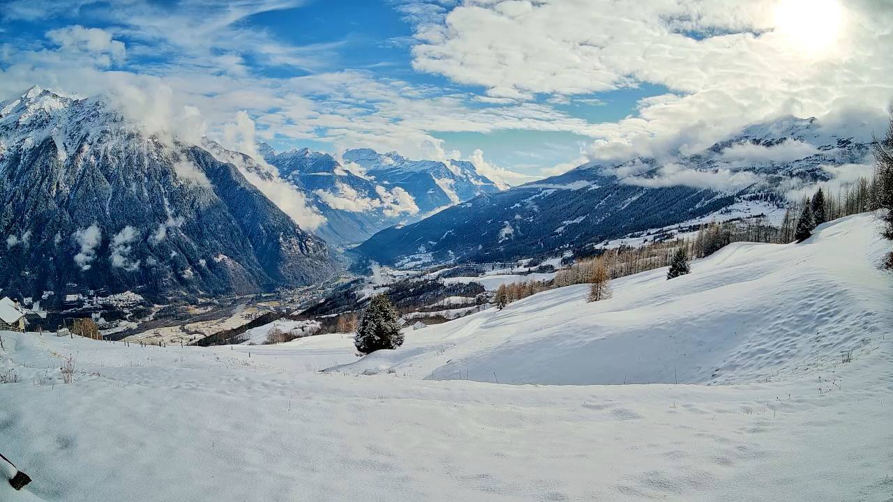 Looking down the Blenio Valley from the cabin's meadow